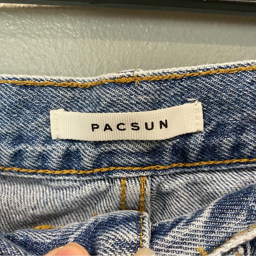 Pacsun Dad Jean High Rise Full Length Flare Ankle Side Slits Medium Wash 27 - Picture 5 of 11